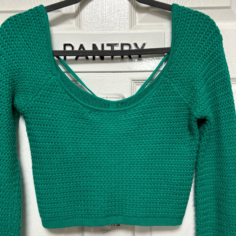 Free People Beach Crochet Halter Green Sweater Size Small - Picture 7 of 11